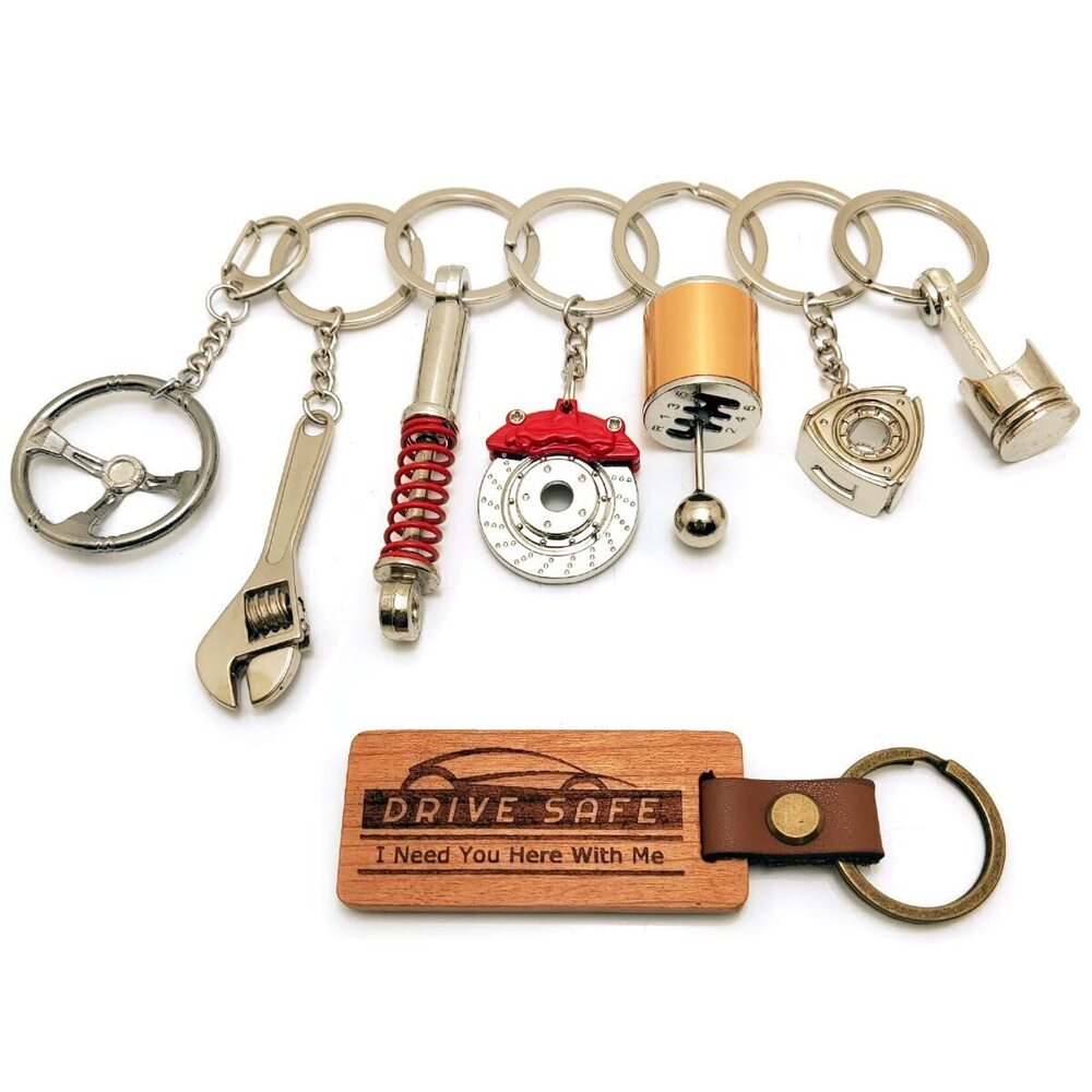 5985 Car Refitting Parts Keychains Set with Gift Box & Greeting Card
